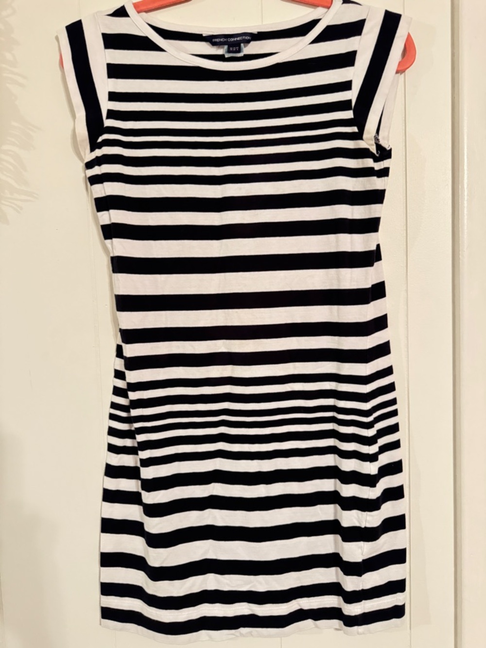 French Connection Black and White Striped Mini Dress